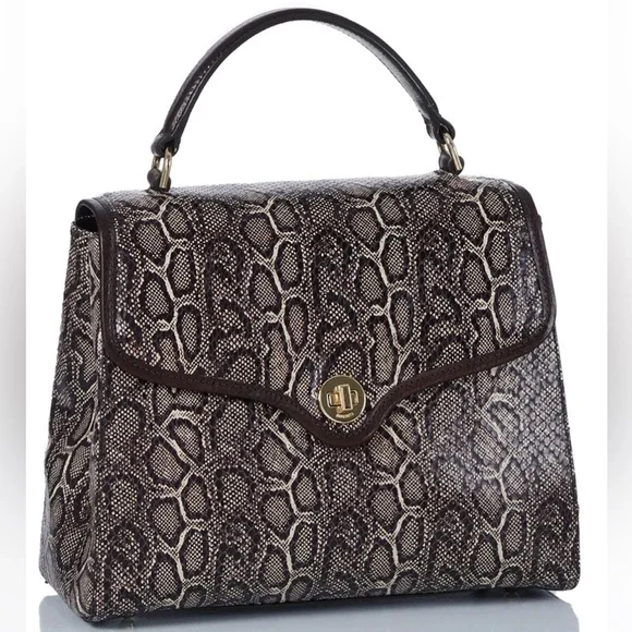 NWT-Brahmin-Rene-Expresso Caswell Satchel-Non Melbourne Croc-Mini Python-$395 - Picture 14 of 16